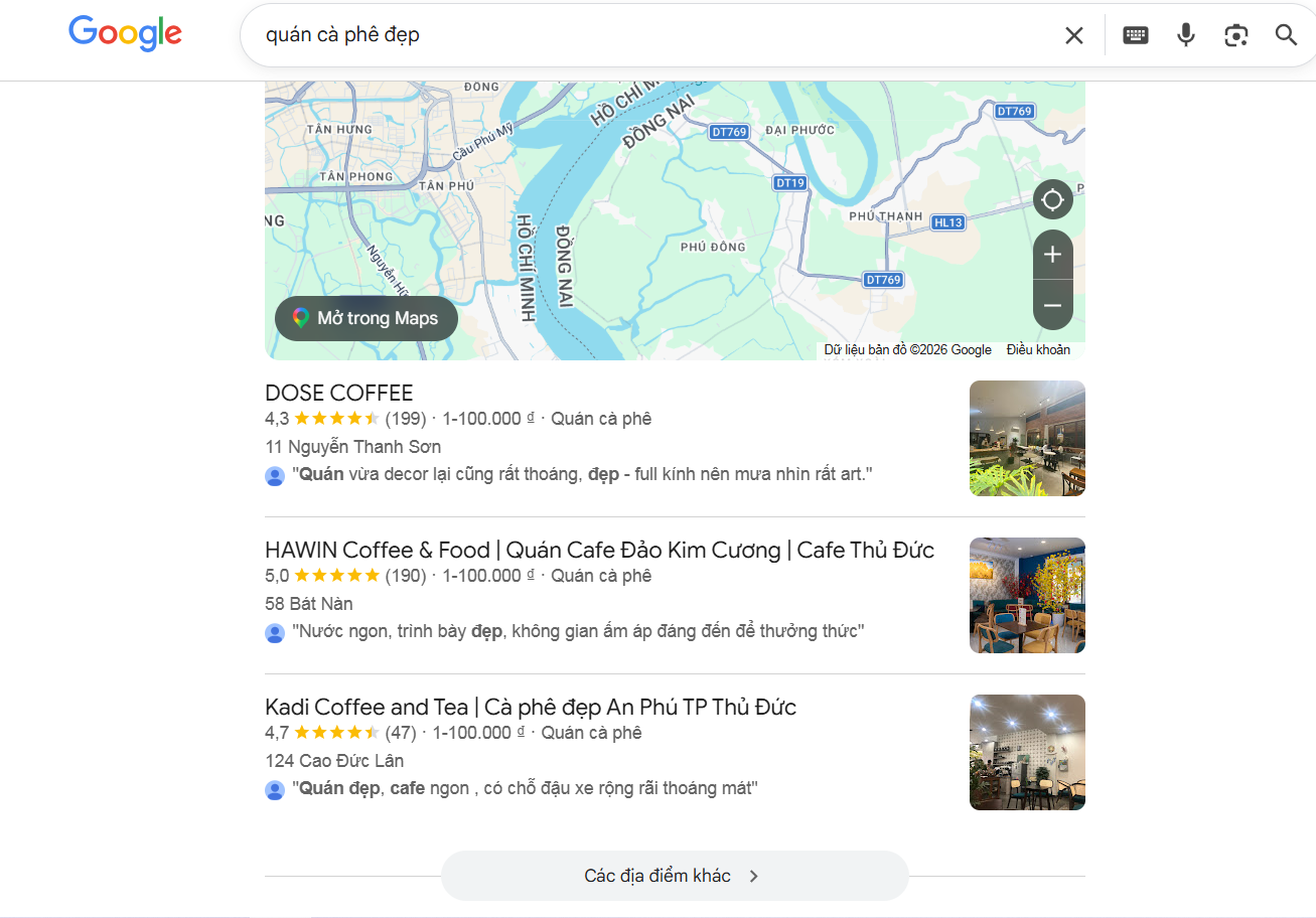 Kết quả tìm kiếm truy vấn " Quán cà phê đẹp"
