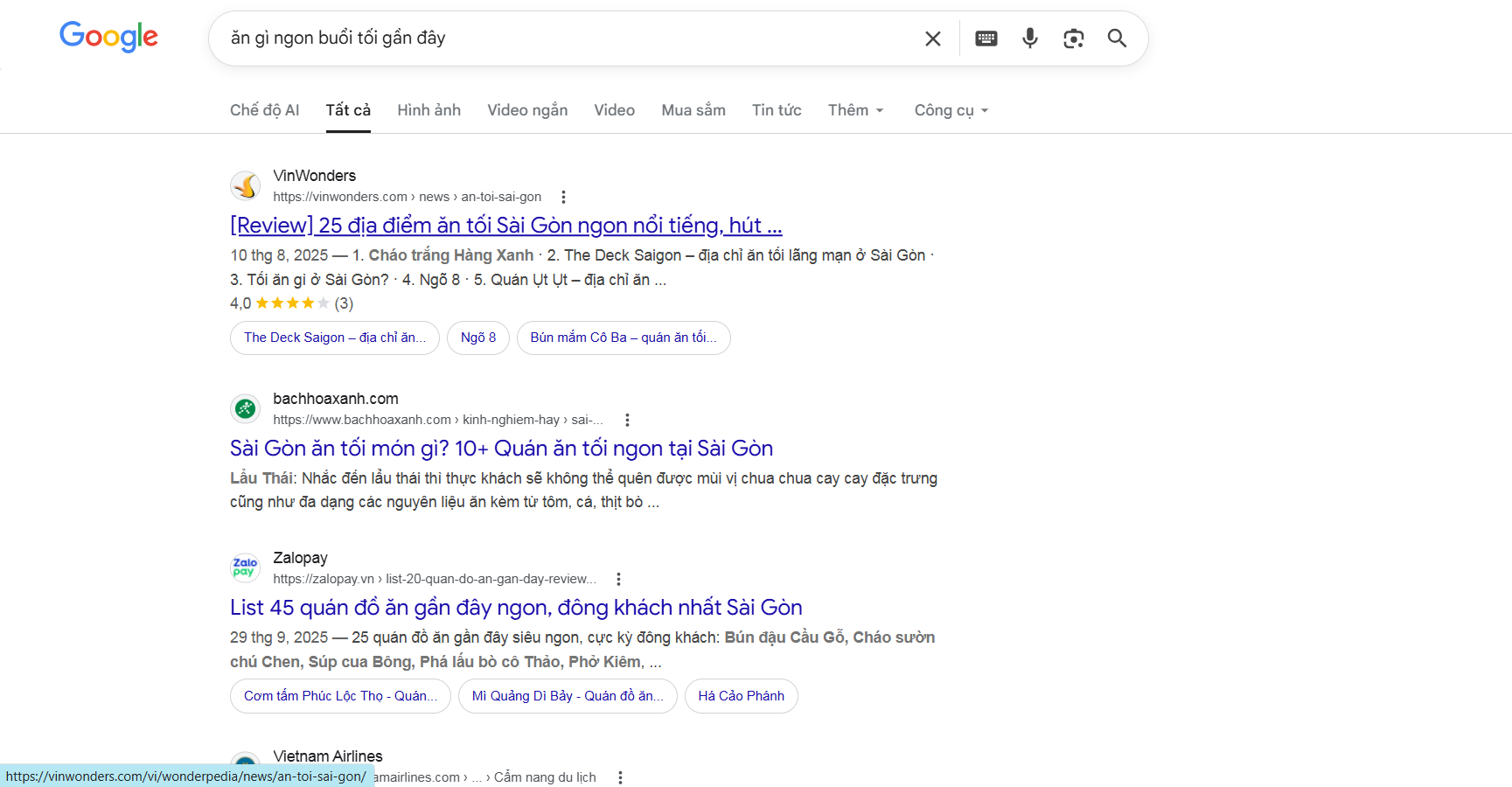 Kết quả tìm kiếm "ăn gì ngon buổi tối gần đây"