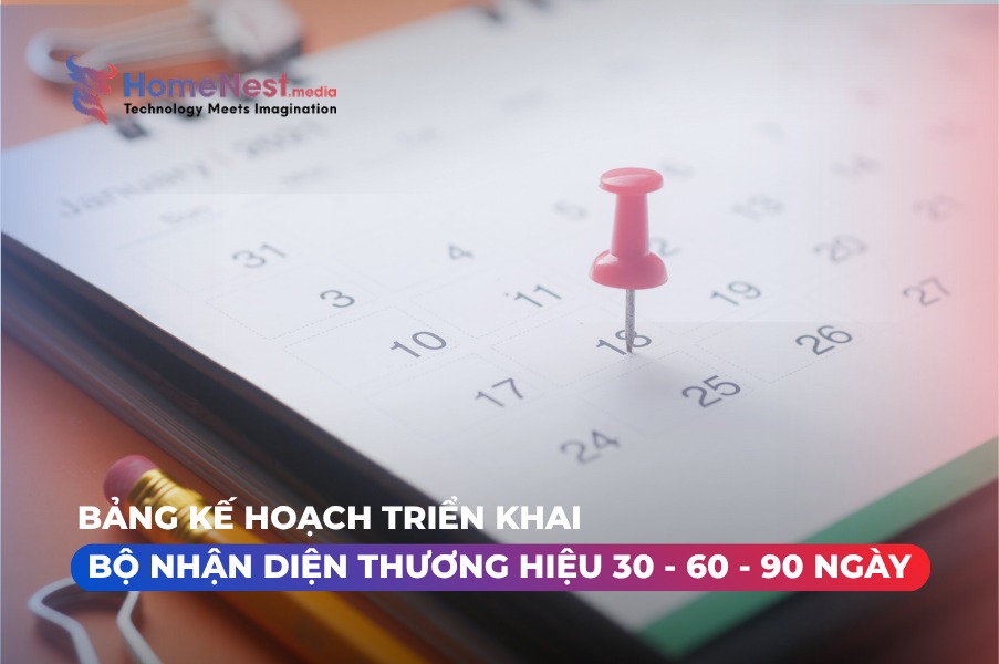 Bảng kế hoạch triển khai bộ nhận diện thương hiệu 30 60 90 ngày